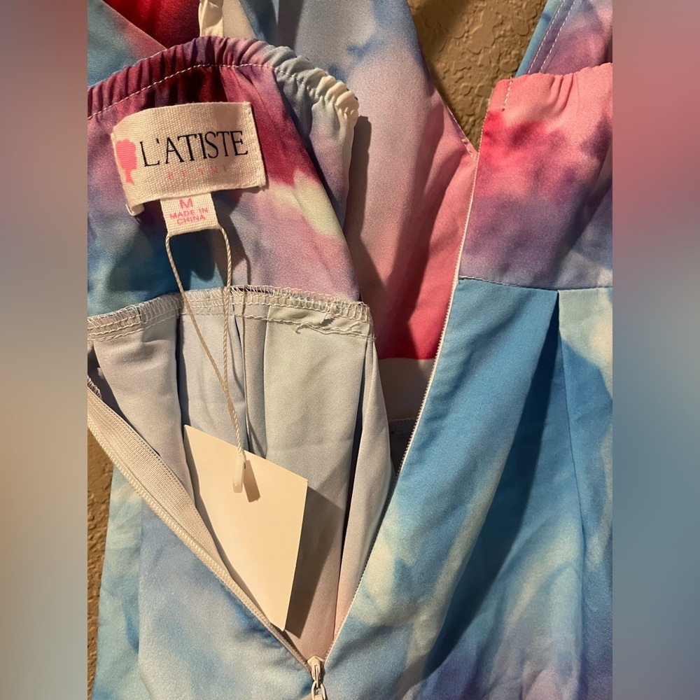 L'ATISTE Tie-Dye Strappy Mini Dress NWT Sz XS - Picture 6 of 6